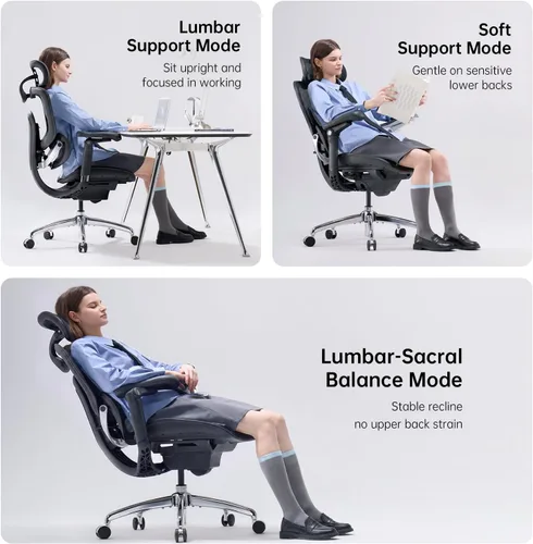 Miniatura 5 de SIHOO Doro C300 Pro V2 - Silla de oficina ergonómica sin reposapiés, soporte adaptativo de cuerpo completo, reposabrazos 8D y malla transpirable