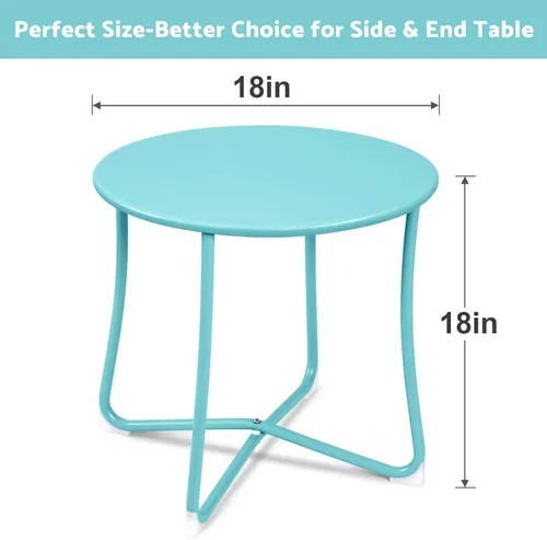 Miniatura 3 de AMAGABELI GARDEN & HOME - Mesa auxiliar de metal para patio, de 18 x 18 pulgadas, resistente a la intemperie, antioxidante, mesa auxiliar para Azul