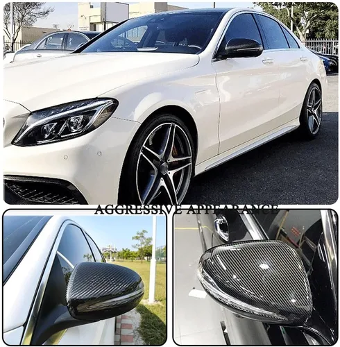Miniatura 2 de Cubiertas de espejo lateral de fibra de carbono para Mercedes Benz W205 W213 W222 W257 Kit de cuerpo de tapas retrovisoras de repuesto (LHD)