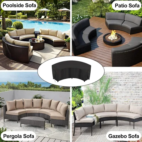 Miniatura 7 de OutdoorLines Funda seccional curvada impermeable para exteriores, resistente a los rayos UV, resistente al viento, para terraza, césped y patio