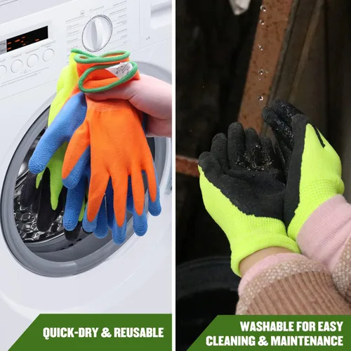 Miniatura 3 de AIGEVTURE 3 pares de guantes de jardinería para niños de 2 a 13 años, guantes de jardín para niños pequeños, guantes de trabajo de patio para niños