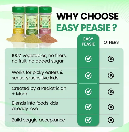 Miniatura 5 de Easy Peasie Polvos vegetales naturales para niños y comensales exigentes Aditivo de polvo de vegetales oculto para comidas y batidos