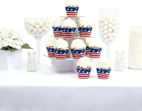 Miniatura 2 de Big Dot of Happiness Estrellas y rayas – Día de los Caídos, 4 de julio y Día del Trabajo de Estados Unidos, decoración patriótica para cupcakes