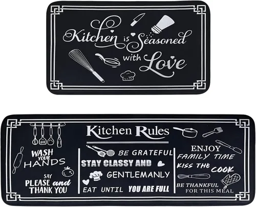 Miniatura 16 de Voanos Alfombras de Cocina de Café, Alfombrillas de Microfibra Lavables Antideslizantes para Piso de Cocina, Juego Decorativo de Alfombra Acolchada