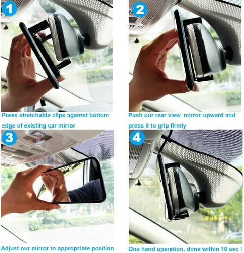 Miniatura 3 de Kitbest Espejo Retrovisor, Universal de 11.4 Pulgadas Clip Interior Panorámico, Espejo Retrovisor Interior de Gran Ángulo, Espejo Retrovisor Convexo