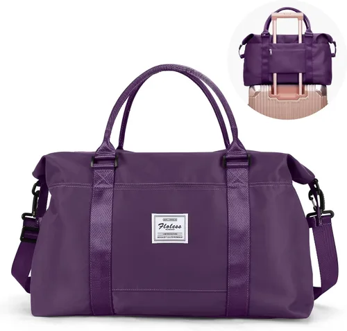 Bolsas de fin de semana para mujer, bolsa de lona de viaje, bolsa de transporte para artículos personales durante la noche con bolsillo para ropa