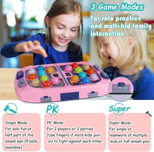 Miniatura 4 de Juego de Golpear Topos para Niños, Juguetes para Niños y Niñas de 3-12 Años, Juguete de Golpear Topos para Niños Pequeños, Regalos para Niños y Rosa
