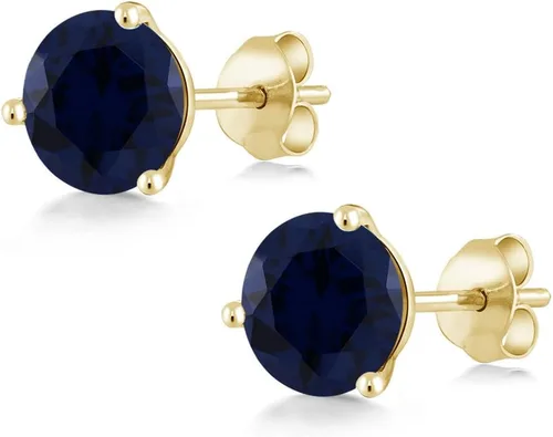 Miniatura 182 de Gem Stone King Aretes de oro de 14 quilates, 0.236 in, piedra natal redonda, Martini, 3 puntas, aretes de oro para mujer