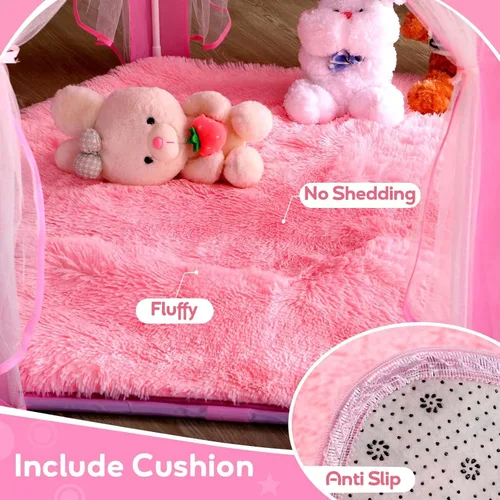 Miniatura 4 de Sumbababy - Tienda de campaña de castillo de princesa para niñas, de juego, hexagonal, azul, con luces de estrella de hadas, juguetes para niños