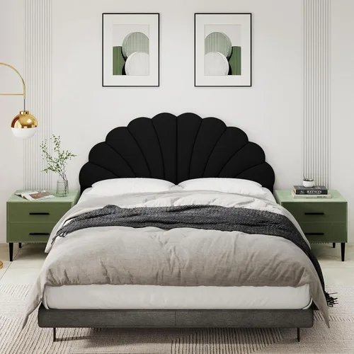 Miniatura 3 de Befurtori Cabecera Solo Tamaño Queen, Cabecera de Pétalo para Montar en la Pared Tamaño Queen/Matrimonial para Cama Ajustable Tapizada en Terciopelo