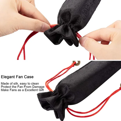 Miniatura 5 de Maitys Paquete de 2 ventiladores de mano plegables grandes de 13 pulgadas, ventiladores chinos de mano grandes para baile de línea, Tai Chi