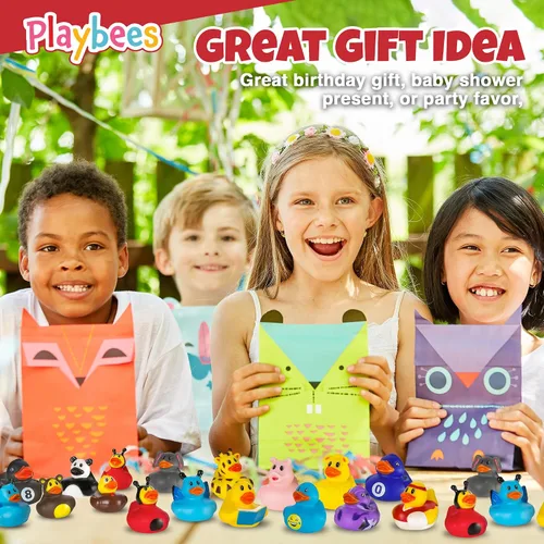 Miniatura 5 de Playbees - Patitos de goma en paquete de 12 unidades, surtido de juguetes de baño para bebés, flotadores Jeep para niños, para el verano, la playa