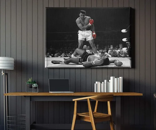 Miniatura 2 de The Knockout Moment - Lienzo decorativo para pared con texto en blanco y negro y rojo (24 x 18 pulgadas envuelto en galería)