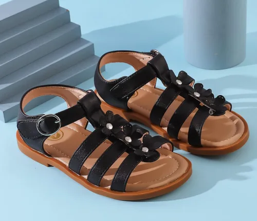 Miniatura 7 de DADAWEN Sandalias para niñas con punta abierta, lindas flores suaves, sandalias de vestir con tiras para verano, para niños pequeños, niños grandes