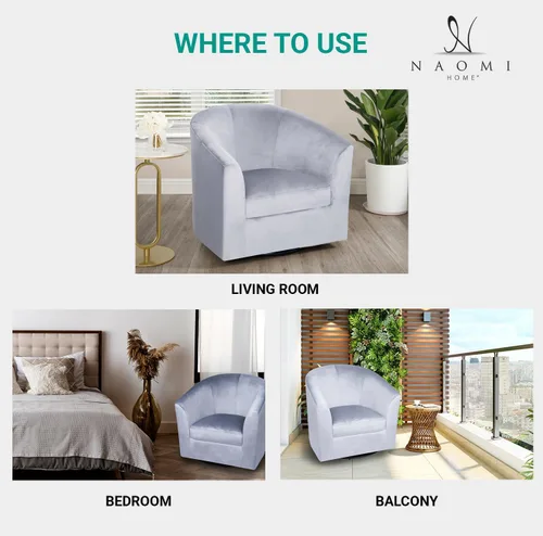 Miniatura 5 de Ariana Silla Giratoria de Barril de 360 Grados Silla de Acento Giratoria para Sala de Estar con Reposabrazos Silla de Acento Pequeña para el Hogar