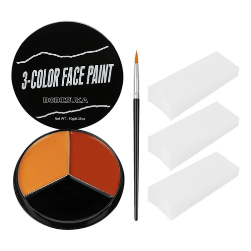 Miniatura 6 de Pintura facial blanca, negra y azul + 3 piezas de esponja + juego de pintura corporal con pincel, negro ojo para juegos deportivos de béisbol