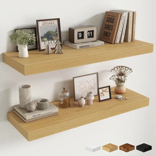 Miniatura 66 de Estantes flotantes de 48 pulgadas para pared, estante de chimenea de 10 pulgadas de profundidad, estantes flotantes de madera para pared, estantes
