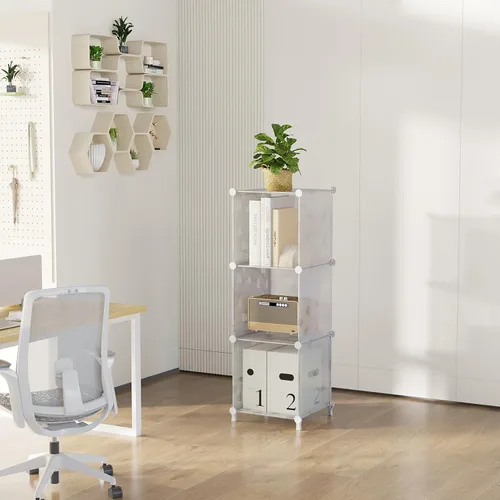Miniatura 4 de UNKU Organizador de almacenamiento de cubos, 3 cubos organizadores de armario, estantes de almacenamiento, estantería apilable para bricolaje