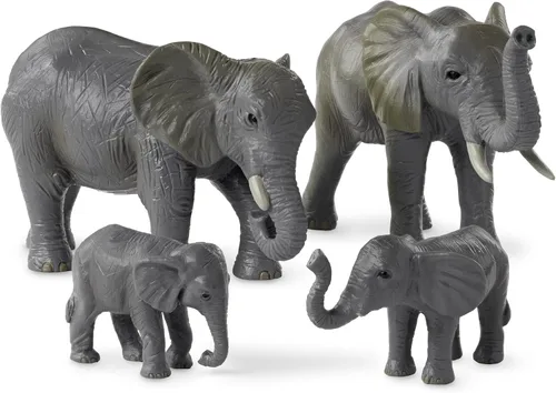 Miniatura 9 de Terra by Battat Juego familiar de juguetes de elefante africano de 4 piezas - Figuras realistas de animales de safari de plástico - Juguetes