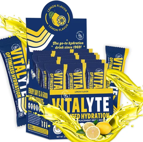 Miniatura 12 de Vitalyte Paquetes de electrolitos en polvo, mezcla de bebida de hidratación isotónica con electrolitos limpios, paquetes de rehidratación de una