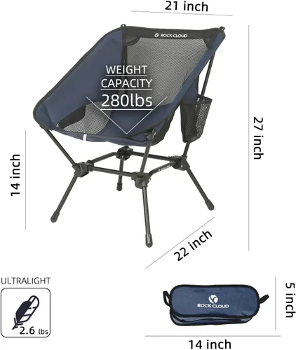 Miniatura 3 de ROCK CLOUD Silla de camping portátil ultraligera sillas plegables al aire libre para campamento senderismo mochilero césped playa deportes 2