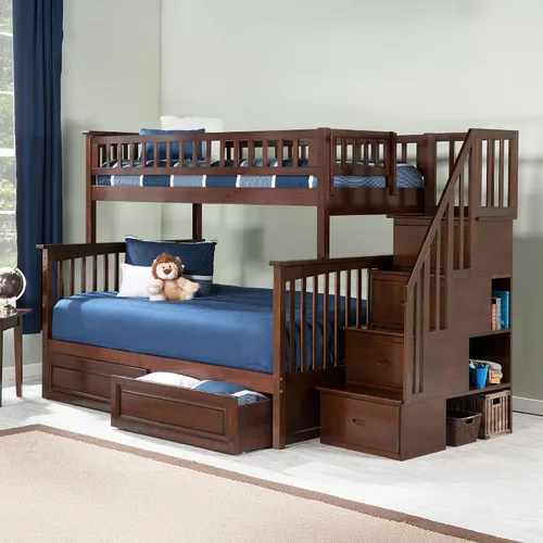 Miniatura 11 de Cama Atlantic Furniture tipo litera con escalera Columbia y cajones de cama en panel elevado, Madera, Blanco
