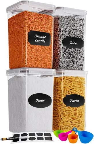 Chef's Path Contenedores herméticos extra grandes y altos para almacenamiento de alimentos, juego de 4, almacenamiento hermético de alimentos para