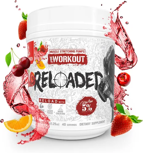 Miniatura 4 de 5% Nutrition Rich Piana Reloaded High Stim Pre-Workout Ultra energía, enfoque, bombas, potencia y resistencia Citrulline, GlycerSize