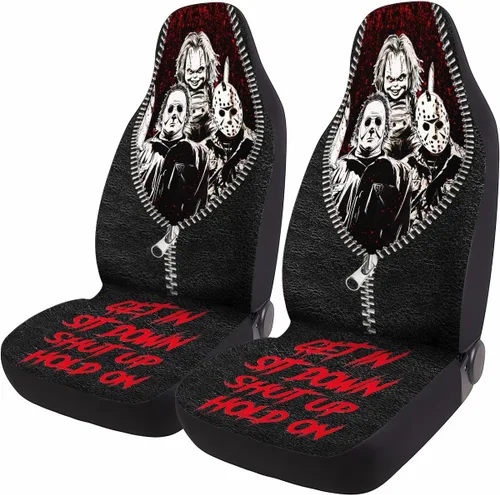Miniatura 52 de GENANY Horror Nightmare Skellington - 2 fundas de asiento delantero para automóvil, camión, SUV, regalos de Navidad, funda de asiento de cubo