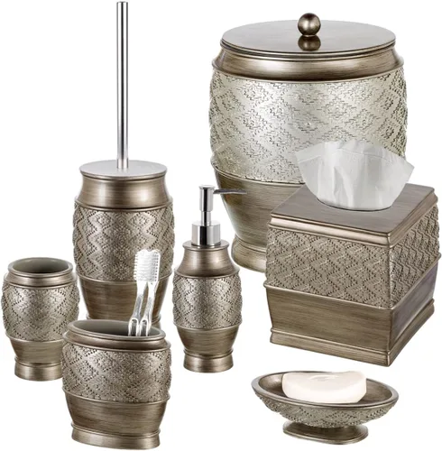 Miniatura 5 de Creative Scents Dublin Silver - Cubo de basura pequeño para baño con tapa de 1.26 galones / 4.8 litros, cubo de basura ovalado plateado cepillado