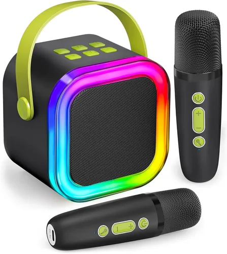 Miniatura 20 de IROO - Máquina de karaoke para niños y adultos, minialtavoz Bluetooth portátil con 2 micrófonos inalámbricos y luces de fiesta, para celular, regalo