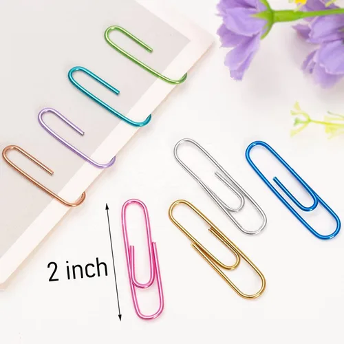 Miniatura 2 de Clips de papel jumbo, 150 clips de papel grandes de 2 pulgadas, clips de colores surtidos para papeleo, oficina, escuela y uso personal