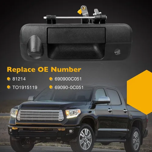Miniatura 7 de Gledewen Manija de pestillo para portón trasero con orificio para cámara trasera para Toyota Tundra 2007-2013 Reemplaza # 69090-0C051
