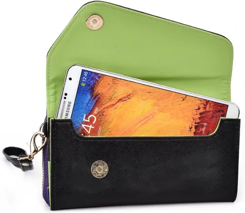 Miniatura 12 de Kroo Cartera de mano con correa de muñeca y correa cruzada para smartphones o phablets de hasta 57 pulgadas funda de transporte embalaje sin