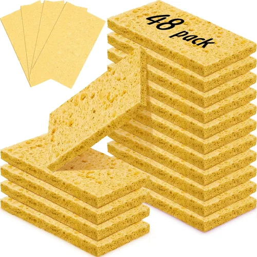 Miniatura 11 de Zhengmy 48 esponjas a granel, esponjas comprimidas de cocina, esponja natural para platos, limpieza de pulpa de madera comprimida sin rayar para Azul