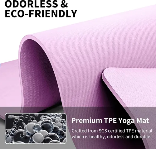 Miniatura 5 de Hatha Yoga Esterilla de Yoga Extra Larga de TPE 79" x 40" x 1/2" de Grosor Esterilla de Ejercicio Antideslizante para Uso en Gimnasio en Casa, Yoga