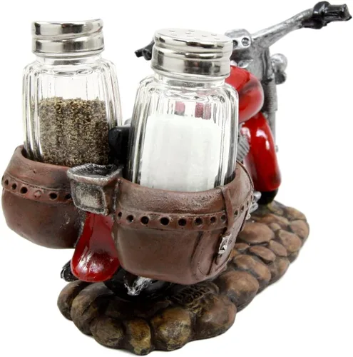 Miniatura 5 de Ebros Gift Old Retro Red Chopper - Figura decorativa de cristal para motocicleta y pimentero de cristal, 7.5 pulgadas de largo, escultura