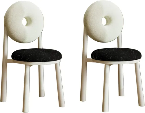 Miniatura 31 de Donut Dining Chairs,Makeup Chair,Kitchen Room Chairs Nordic Back, Dining Room with Metal Legs,Living Room Chair for Home Bedroom Cream Wind Brownish