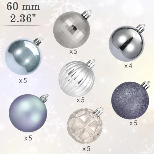 Miniatura 91 de AMS Esferas de Navidad de 2.36 pulgadas/60mm, 34 unidades, adornos grandes, decoraciones para fiestas, inastillables, colgantes festivos para Negro