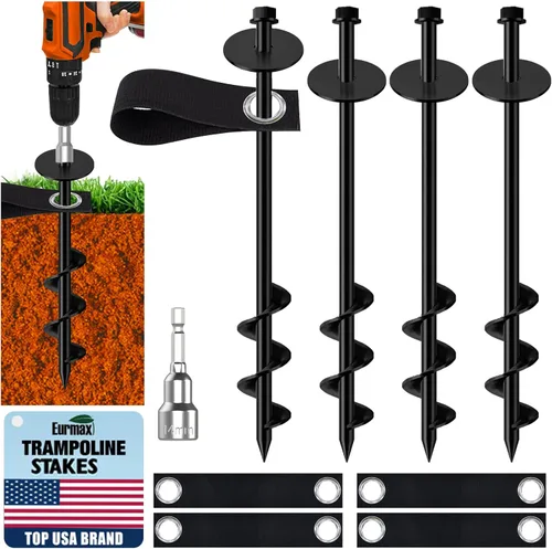 Anclajes de suelo Eurmax USA Anclajes de trampolines con tornillo para vientos fuertes Estacas de tienda de campaña de alta resistencia Anclajes de