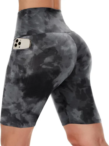 CAMPSNAIL - Pantalones cortos de ciclista para mujer con bolsillos, cintura alta de 3, 5, 8 pulgadas, para entrenamiento, con elastano, control de