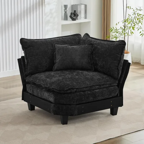 Miniatura 10 de Sofá modular seccional, sofá de nube con otomana, asiento profundo de felpilla en forma de L para sala de estar y apartamento