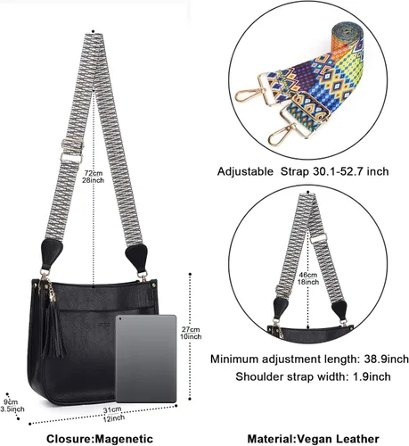 Miniatura 3 de HKCLUF Bolso cruzado para mujer, 2 piezas, de cuero, con 2 correas ajustables de leopardo, bolsa cruzada