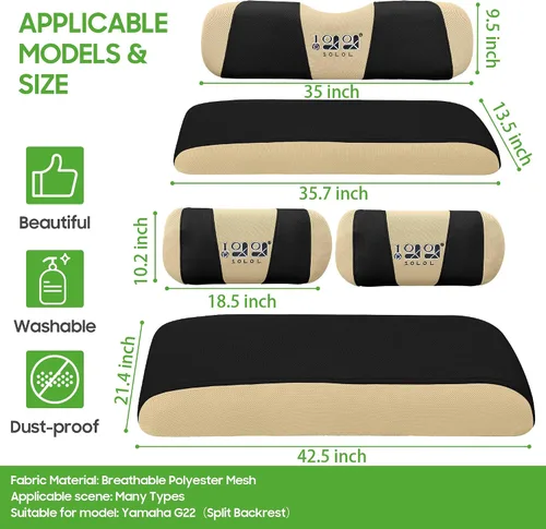 Miniatura 7 de 10L0L Fundas para Asientos Delanteros y Traseros de Carrito de Golf, Juego Completo para G2 G8 G9 G11 G14 G16 G19 G20 G21 G22 y Club Car DS