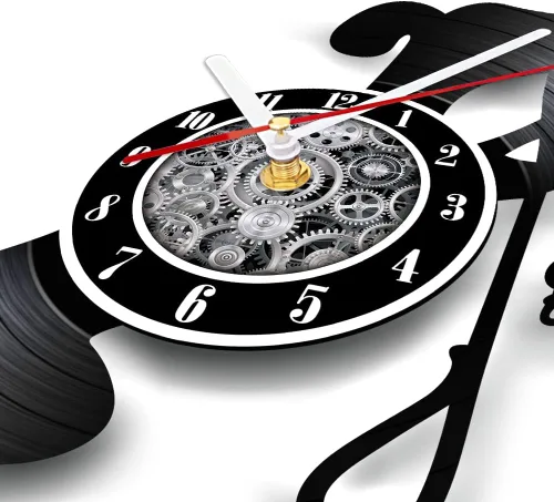 Miniatura 3 de The Geeky Days Reloj de pared de cuarzo silencioso con batería de disco de vinilo negro para perros y mascotas, reloj colgante de álbum retro Sin luz