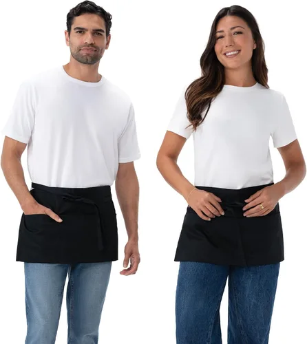 Chef Works Delantal de camarera unisex Negro (paquete de 2)