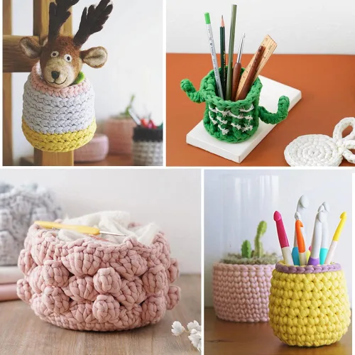 Miniatura 3 de 2 piezas de tela elástica para camisetas, hilo de crochet para tejer DIY, hilo de punto grueso tipo espagueti para proyectos de bolsos, mantas