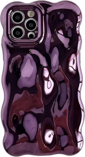 Miniatura 18 de Caseative Funda para iPhone 12 Pro, onda de onda de agua Meteorito Burbuja Cromo Galvanizado Candy Phone Case (Plata)