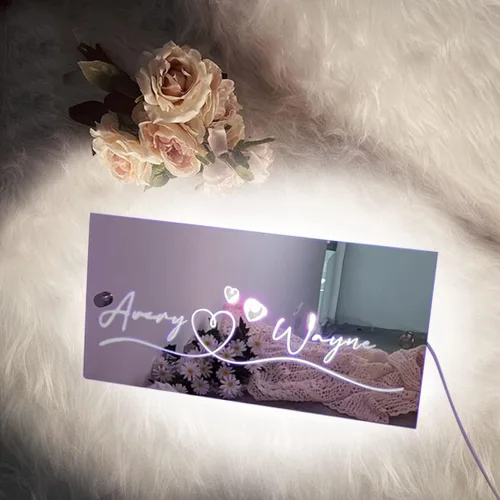 Miniatura 4 de Espejo de dormitorio con nombre personalizado, luz LED, letreros de neón con luces, cumpleaños, boda, fiesta, letrero personalizado para decoración