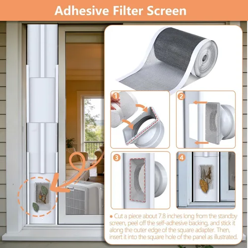 Miniatura 3 de Kit portátil de ventilación de ventana de CA para ventanas correderas de doble colgado/pequeñas de 26 a 47 pulgadas, ajustable con acoplador